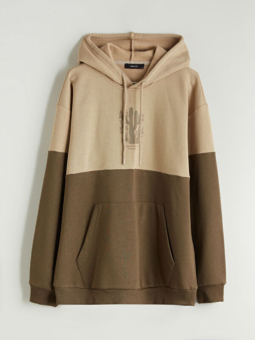 Bisiklet Yaka Uzun Kollu Renk Bloklu Erkek Sweatshirt