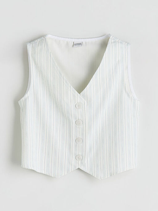 V Yaka Gabardin K?z ?ocuk Klasik Yelek