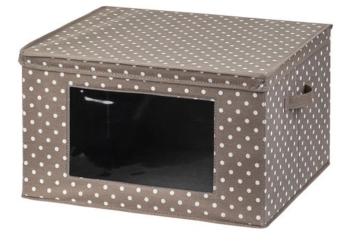 Короб складной для хранения 50*40*30 см Горошек капучино + 2 ручки и прозрачное окно - Elan gallery фото 5