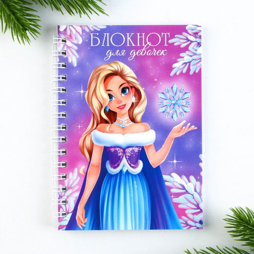 Подарочный набор новогодний, блокнот на спирали А6, 60 листов и магнитные закладки 2 шт. «Для девочек»