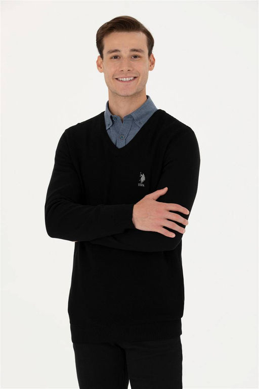 Мужской черный базовый свитер - U.s. polo assn фото 10