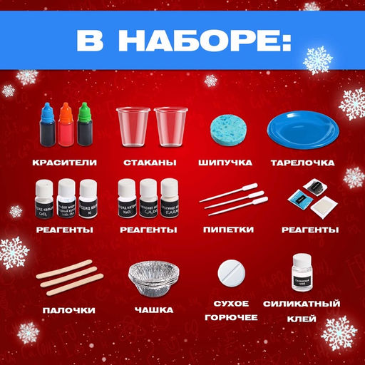Набор для опытов Большой новогодний подарок, 40 опытов - Эврики фото 4