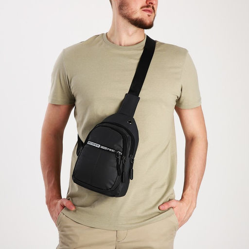Сумка слинг мужская из текстиля, отверстие для наушников, цвет серый - Simaland фото 2