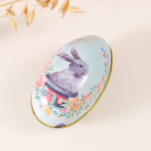 Металлическая шкатулка - яйцо Пасхальный зайка в горшке, для украшений, хранения мелочи, 7?6.5?11 см