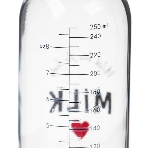 Бутылочка для кормления M&B Milk, классическое горло, от 3 мес., 250 мл., стеклянная