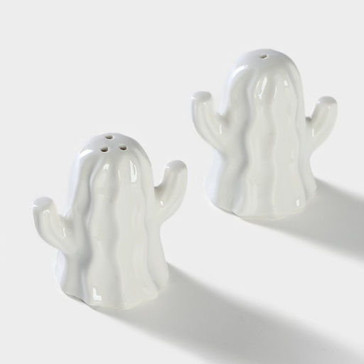 Набор для специй BellaTenero Кактусы, солонка 75 мл, перечница 75 мл, на бамбуковой подставке, фарфор, белый  фото 4