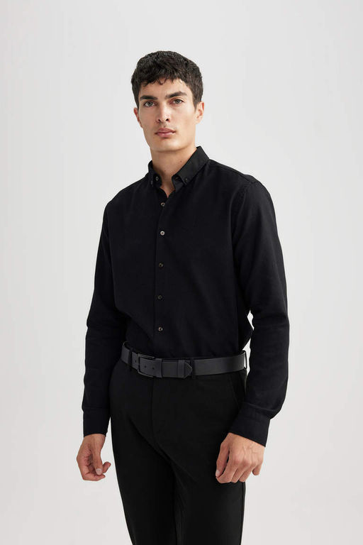 Текстурированная рубашка с длинным рукавом Modern Fit - Defacto фото 3