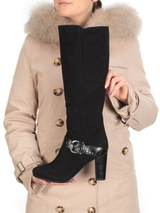 02-MB051-211M BLACK Сапоги зимние женские (натуральная замша, натуральный мех (еврозима))