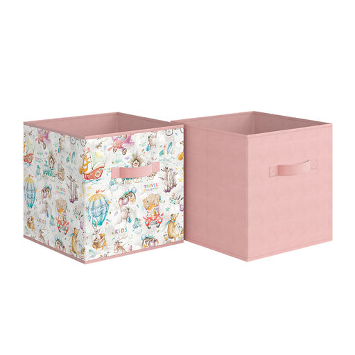 Набор коробов стеллажных без крышки, 2 шт., 31*31*31 см, розов., ПУТЕШАСТИКИ, шт