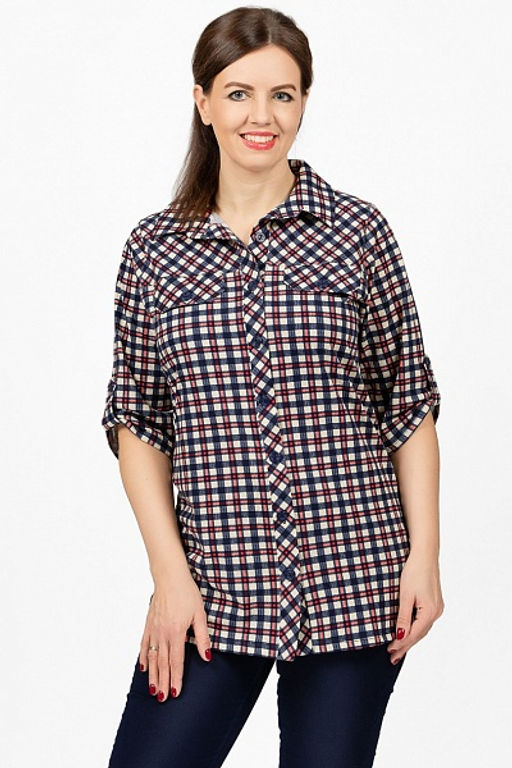 Туника на пуговицах, клетка бежевая (632-2) - Плиона фото 3