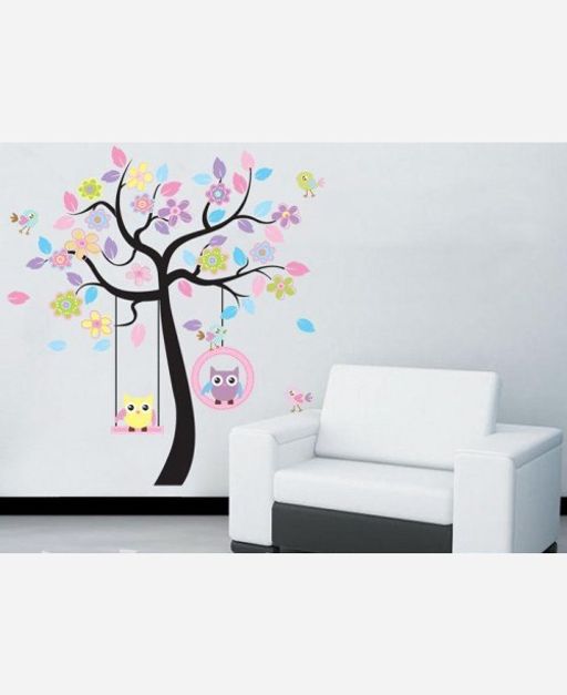 Наклейка интерьерная винил 160*160 см Совы на разноцветном дереве. 904652 - Yiwu youda import & export co фото 4