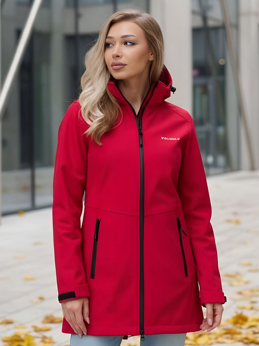 Парка спортивная женская с капюшоном softshell красного цвета 9568Kr - Mtforce фото 34