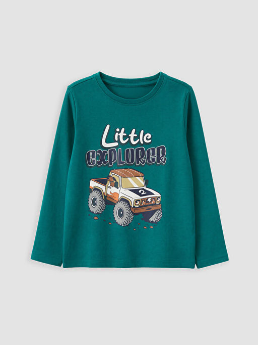 Bisiklet Yaka Bask?l? Erkek ?ocuk Pijama Tak?m