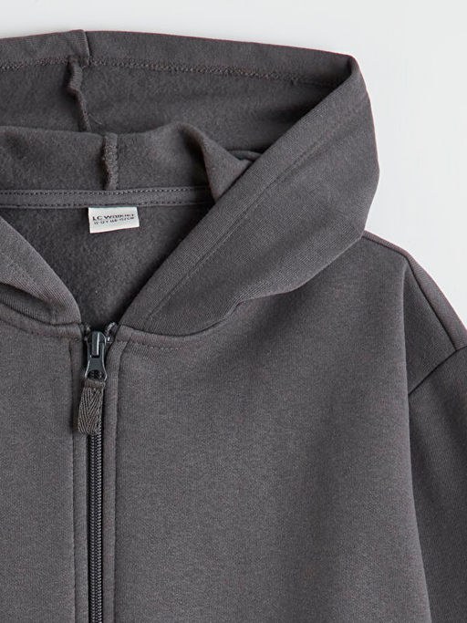 Kap??onlu K?z ?ocuk Fermuarl? Sweatshirt