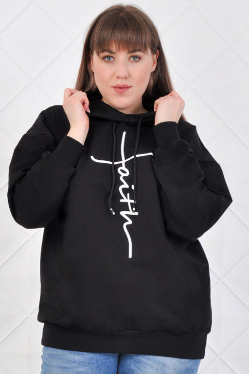 Арт. 13100 Худи женское 50-58 (5 шт) Цвет:черный