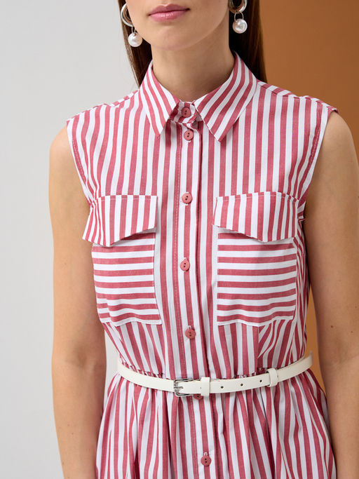 Платье хлопок OD-800-1 полоса бордовая