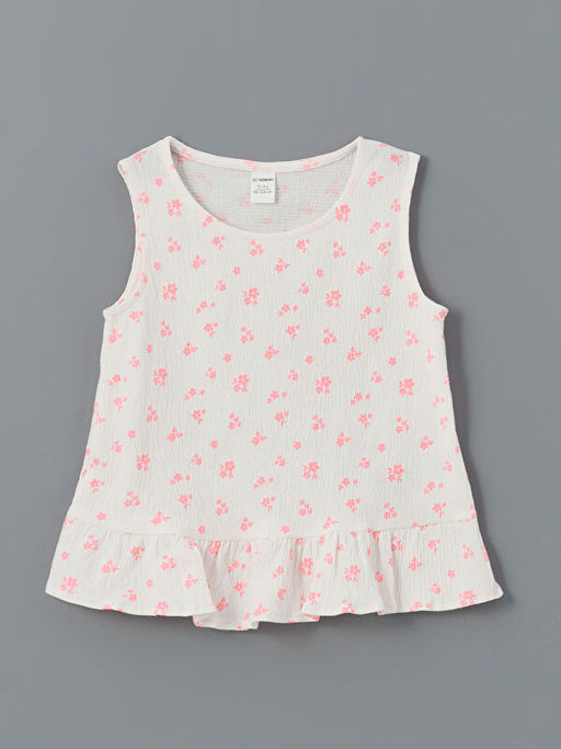 Bisiklet Yaka ?i?ekli K?z ?ocuk Atlet