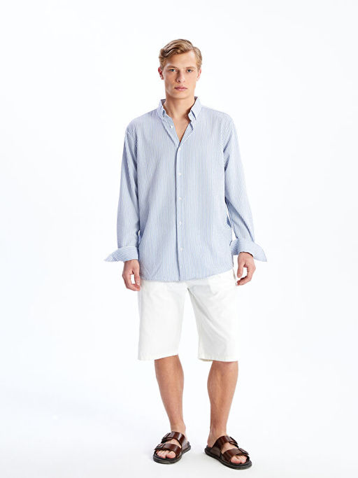 Slim Fit Uzun Kollu ?izgili Arm?rl? Erkek G?mlek