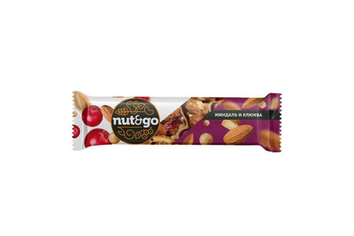 Nut&Go, батончик Миндаль и клюква, 36 г (упаковка 18 шт)