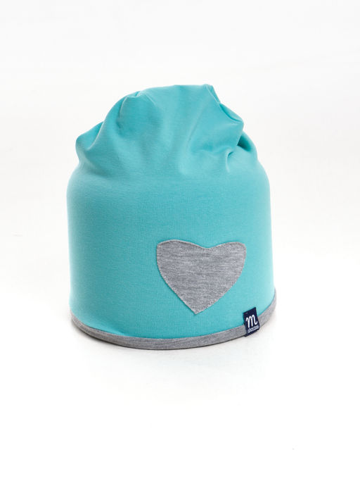 Шапка с сердцем UD 3013 бирюза - Mini maxi фото 3