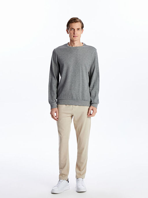 Bisiklet Yaka Uzun Kollu Erkek Sweatshirt