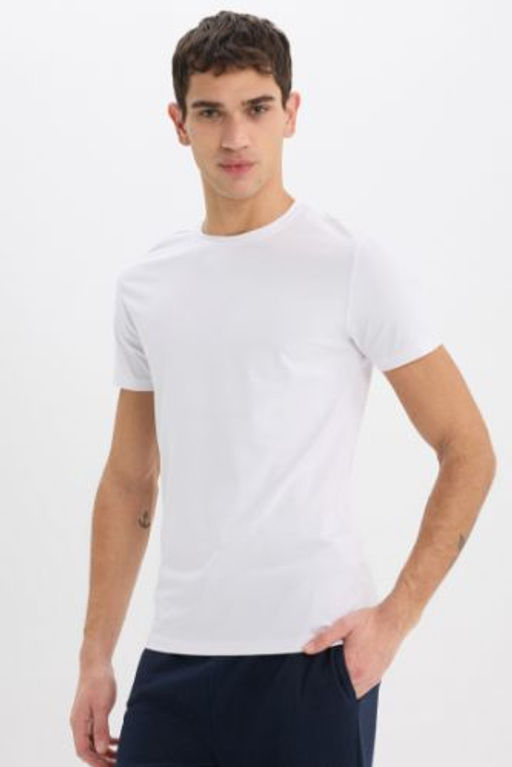 Slim Fit Dar Kesim Bisiklet Yaka Ust