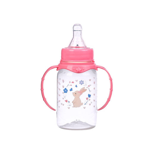 Бутылочка для кормления малыша M&B «Доченька», классическое горло, с ручками, от 0 мес., 150 мл., розовый