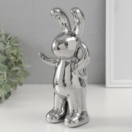 Фигурка керамика Модный зайка, серебро, 7?9.5?22 см