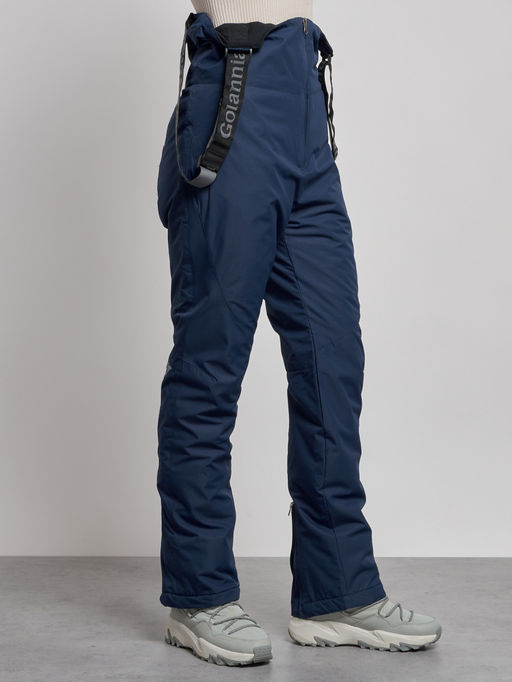 Полукомбинезон с высокой посадкой женский зимний темно-синего цвета 7605TS - Colannia фото 11