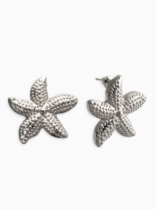 Цена за 3 шт. Серьги металл "Морская звезда", цвет серебро