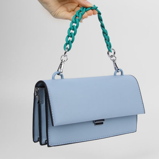 Цена за 2 шт. Цепочка для сумки, с карабинами, пластиковая, 23 17 мм, 30 см, цвет зелёный/серебряный - Арт узор фото 5