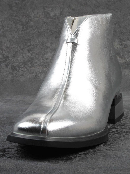 01-B50B-96C GREY/SILVER Ботинки демисезонные женские (натуральная кожа, байка)