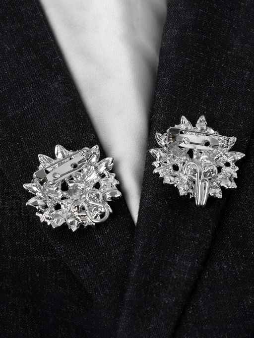 Зажим для кардигана Соцветие, радужный в серебре