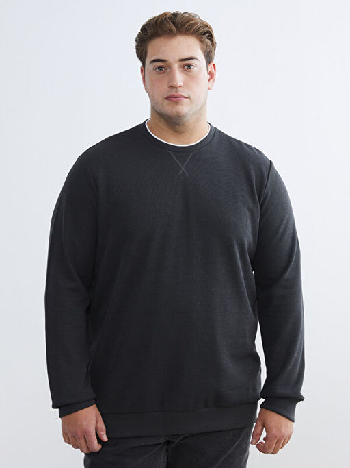 B?y?k Beden Bisiklet Yaka Erkek Sweatshirt