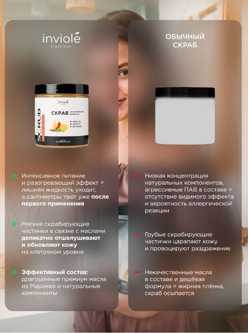 Сахарно-солевой скраб разогревающий (Антицеллюлитный) 250мл/350 гр - INVIOLE фото 10