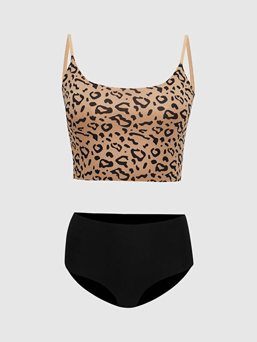 Leopar Desenli Bralet ve K?lot Tak?m?