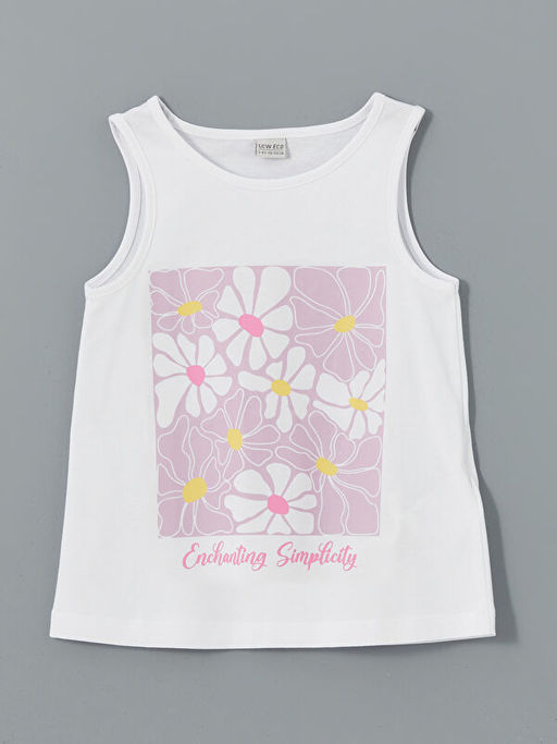 Bisiklet Yaka ?i?ekli K?z ?ocuk Atlet ve ?ort