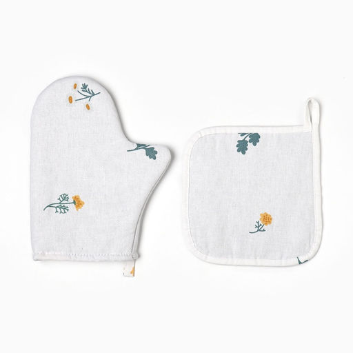 Набор кухонный Этель Полевые цветочки: варежка 20?27 см, прихватка 19?19 см, рогожка 176 г/м?, 100% хлопок