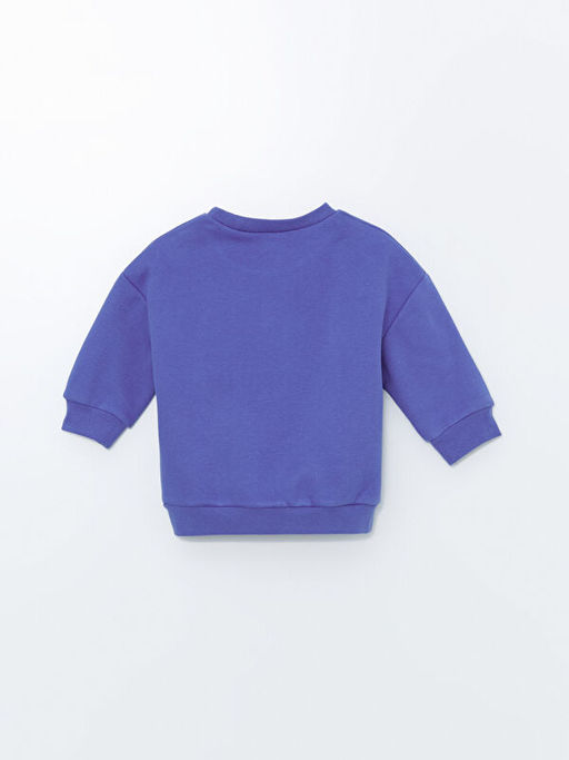 Bisiklet Yaka Bask?l? Erkek Bebek Sweatshirt