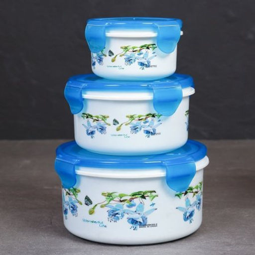 Салатник 3 штуки круглый с крышками / 173 /уп 84/ 190, 460, 850 мл - Галеонтрейд фото 2