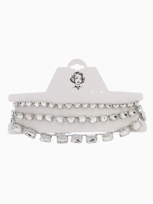 Чокер-колье Сияние трио на увеличение, цвет белый в серебре, 36 см