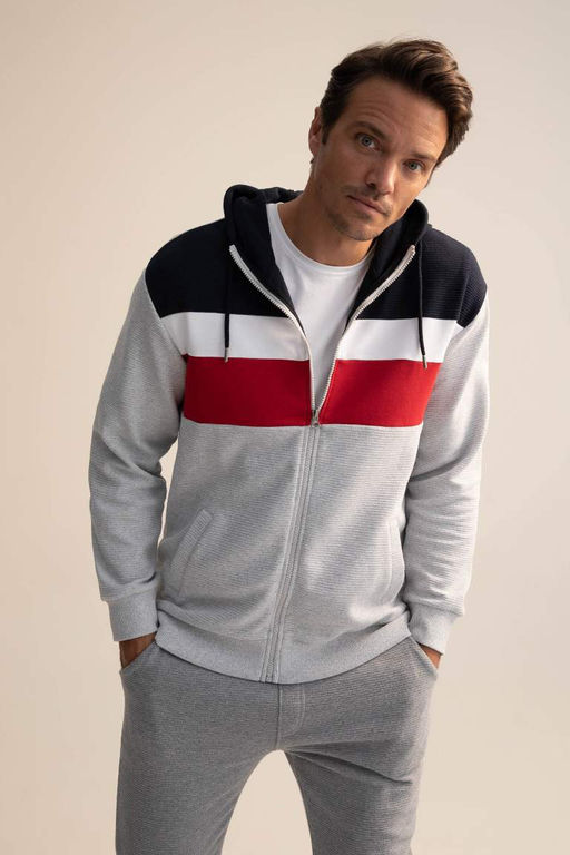 Толстовка Comfort Fit на мягкой подкладке на молнии - Defacto фото 3