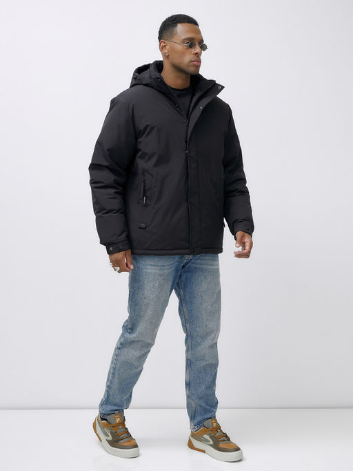 Куртка спортивная мужская зимняя большого размера черного цвета 633Ch - Mtforce фото 4