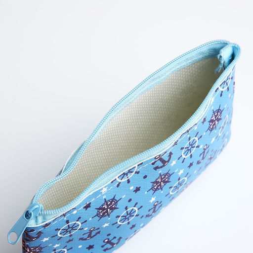 Цена за 3 шт. Косметичка-пенал на молнии, плоская, с рисунком Море, голубая - Simaland фото 3