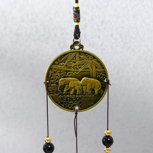 Музыка ветра «Слоны на монете», металл, 2 колокольчика, 37 см