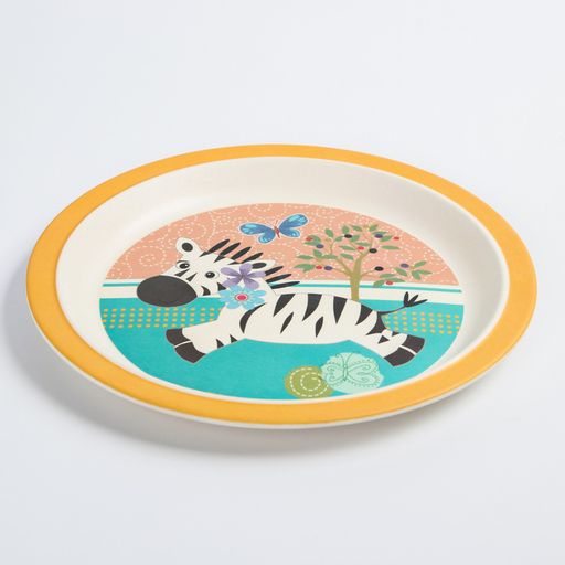 Набор детской бамбуковой посуды Зебра, тарелка, миска, стакан, приборы, 5 предметов - Simaland фото 3