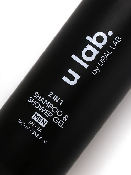 Гель для душа и шампунь мужской 2 в 1, 1000 мл, ULAB