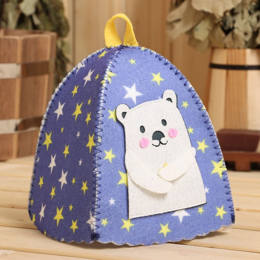 Шапка для бани с аппликацией Застенчивый Мишка - Simaland фото 2