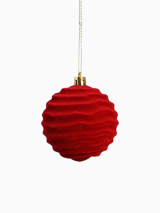 Ёлочные шары набор 6 шт., d=8 см, Бархат. Стиль красный - Зимнее волшебство фото 2