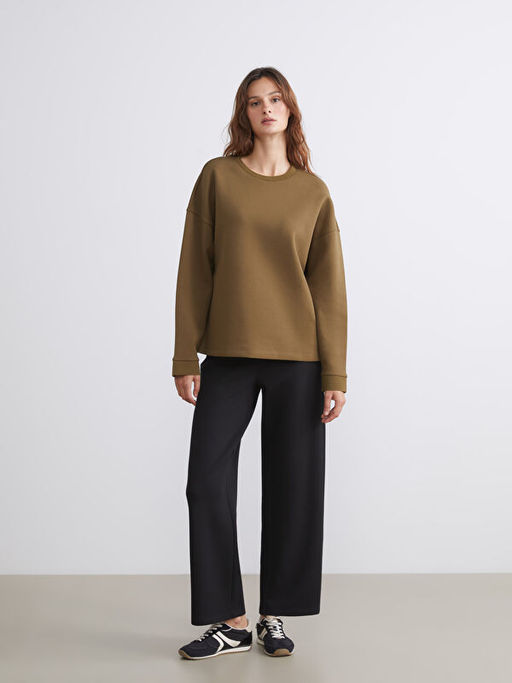 Bisiklet Yaka Oversize Kad?n Sweatshirt